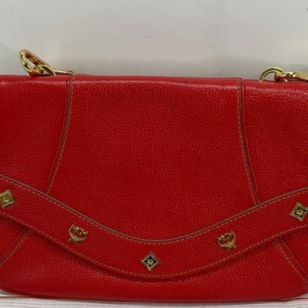 MCM red leather handbag
